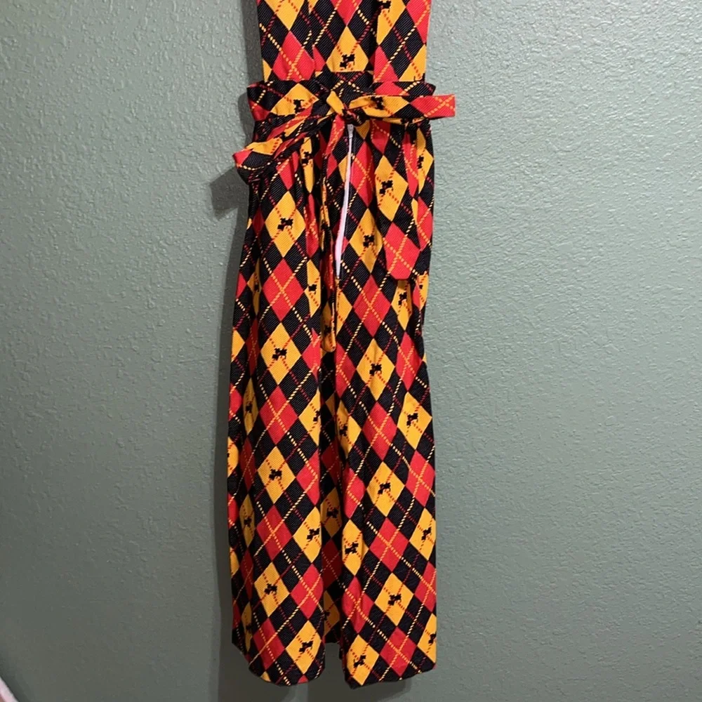 Vintage 50s 60s Scotty Dog Argyle Dress Jumper Sleeveless Overall - Picture 9 of 10